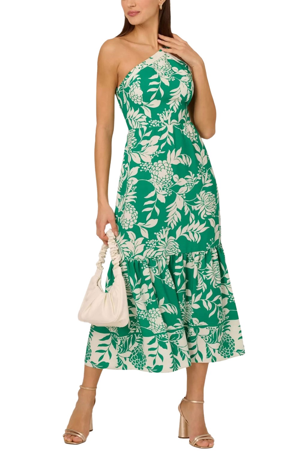 Adrianna by Adrianna Papell Womens One Shoulder Midi Dress 10 Green - NWT  $139 | eBay