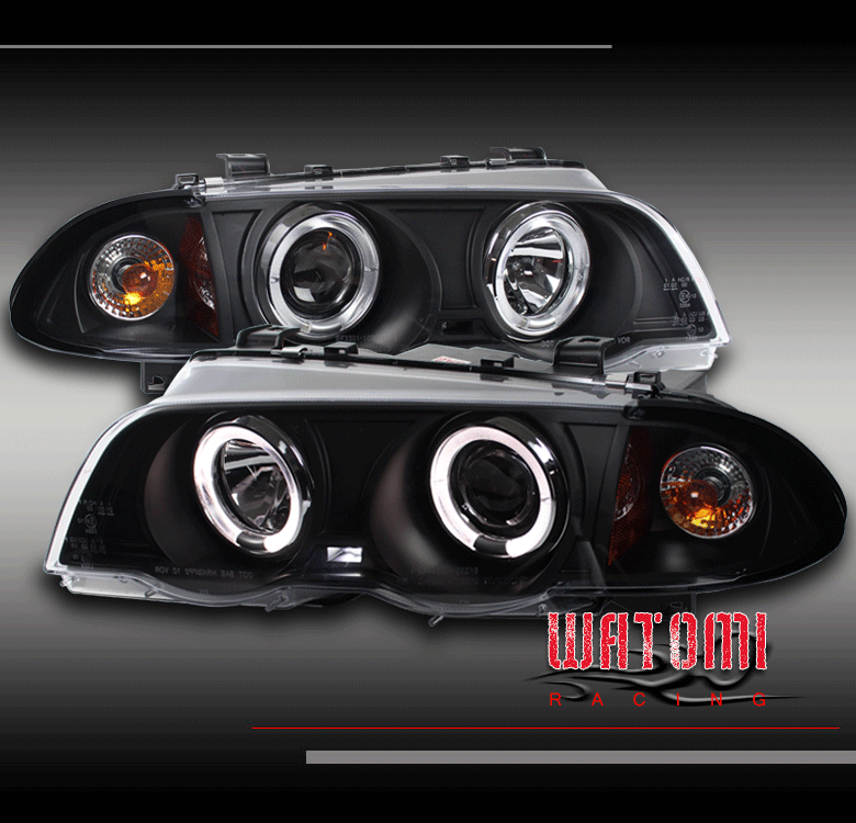 1999-2001 BMW 4DR 3-SERIES E46 BLACK PROJECTOR HALO LED HEADLIGHT W//AMBER CORNER