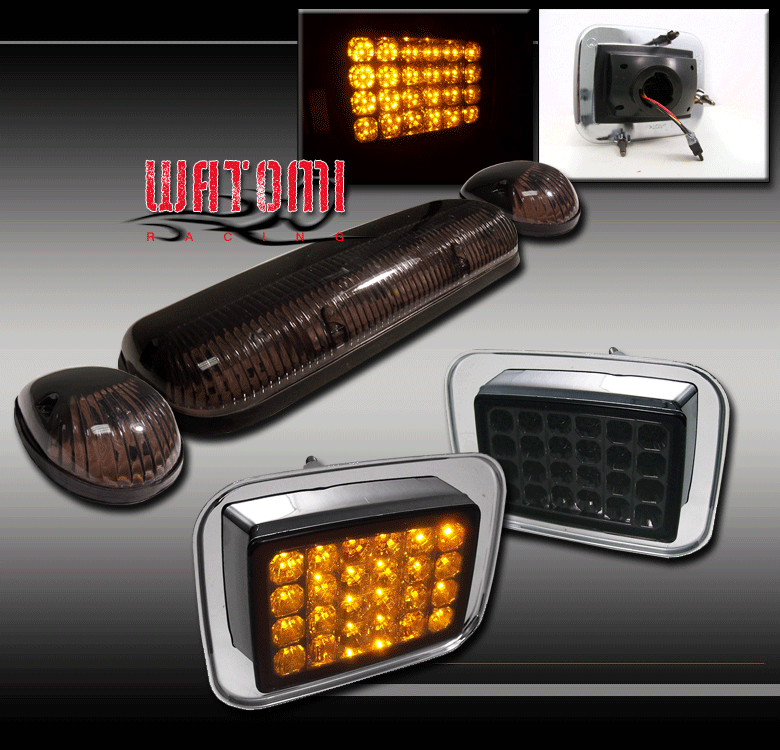 Smoke Lens LED Turn Signal Lights For 2003-2009 Hummer H2 Base - LH & RH Pair
