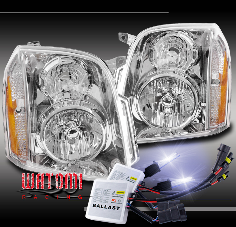 FOR 0714 GMC YUKON DENALI XL REPLACEMENT CHROME HEADLIGHT HEADLAMP W