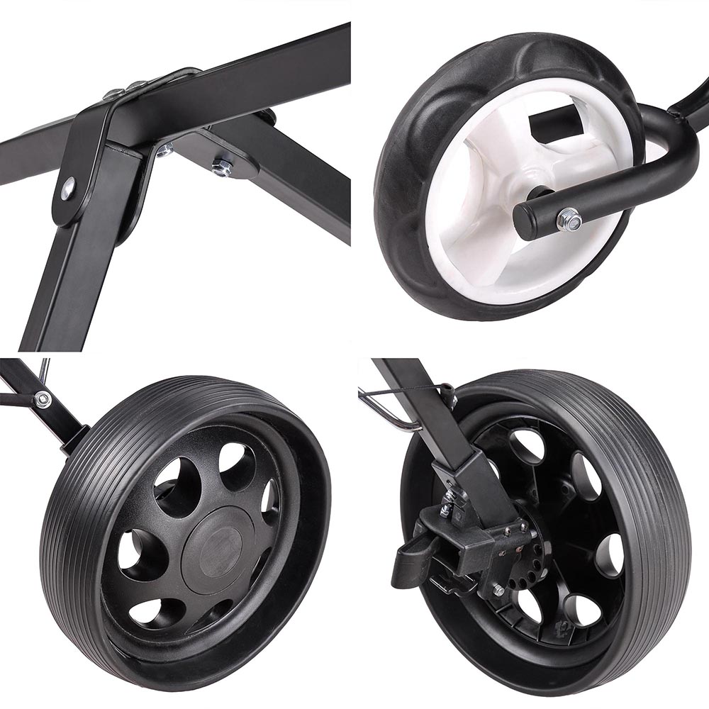 Foldable 3 Wheel Push Pull Golf Cart Folding Trolley Three Wheels