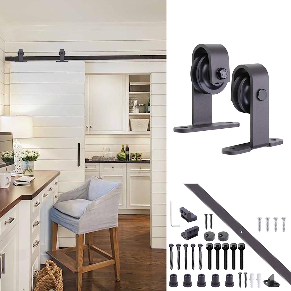 6FT 6.6FT Carbon Steel Sliding Barn Wood Door Hardware Track System