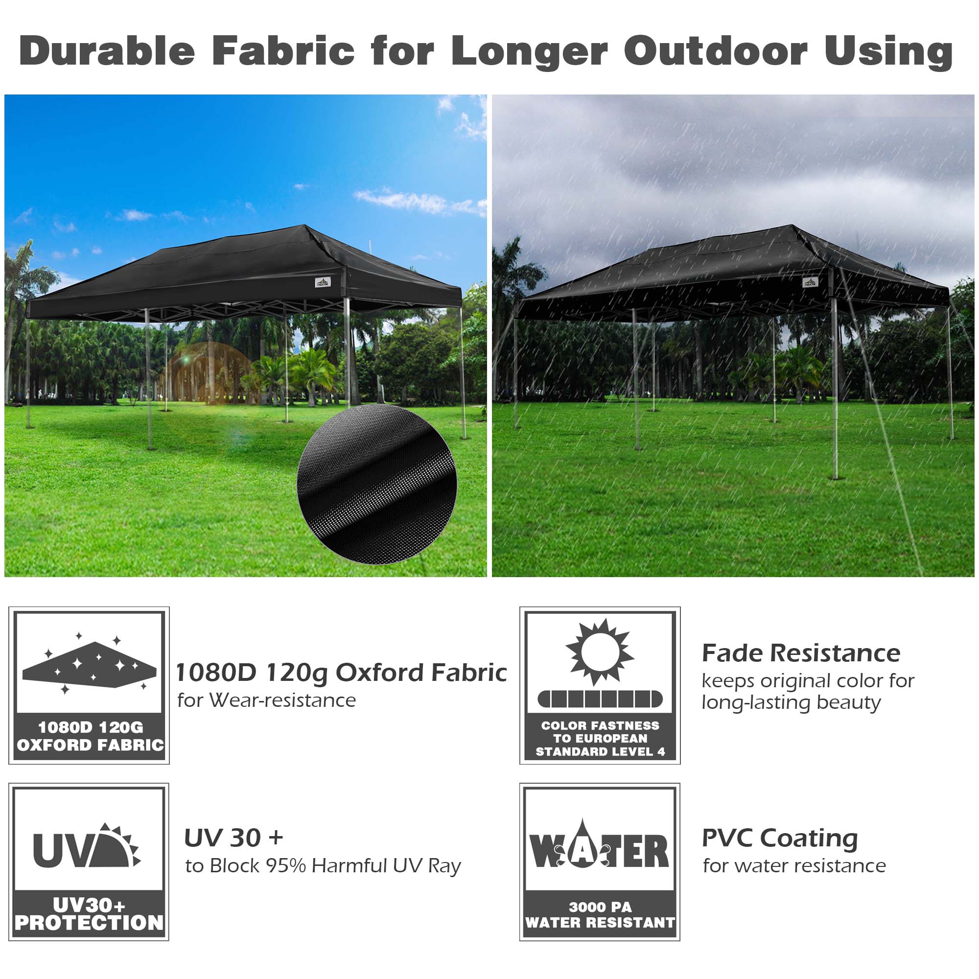 Cubierta de tienda parasol exterior de repuesto superior con dosel emergente EZ resistente a los rayos UV - Imagen 10 de 50