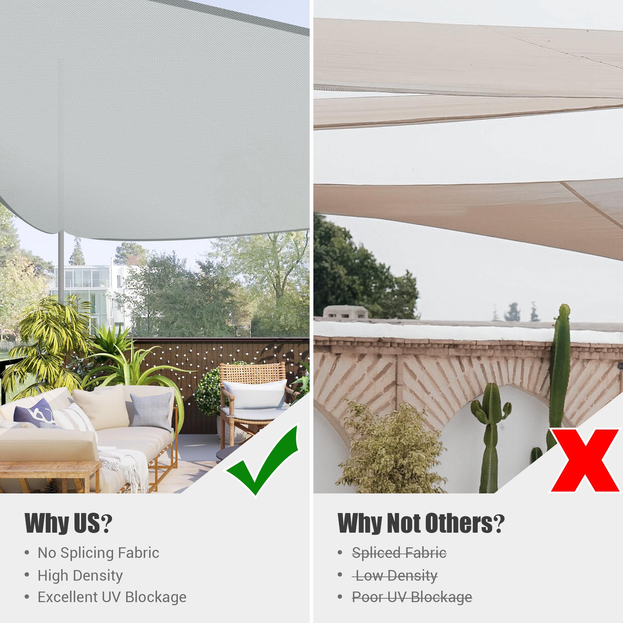 Yescom Sun Shade Sail Outdoor Top Canopy Patio 11' 16.5' Triangle 18' Square - Picture 28 of 165