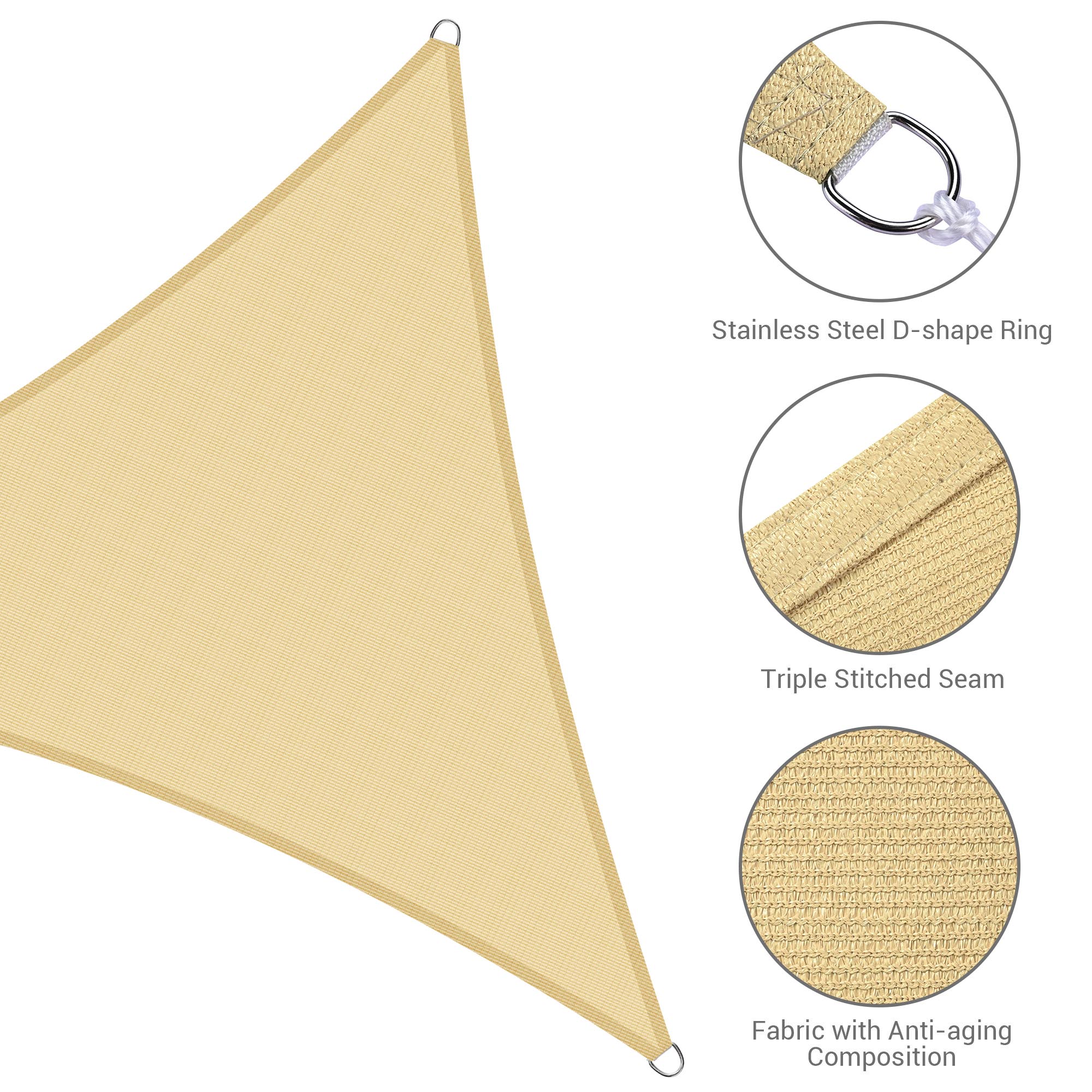 Triangle Sun Shade Sail Canopy UV Block Patio Garden Yard Pool Outdoor - Picture 40 of 89