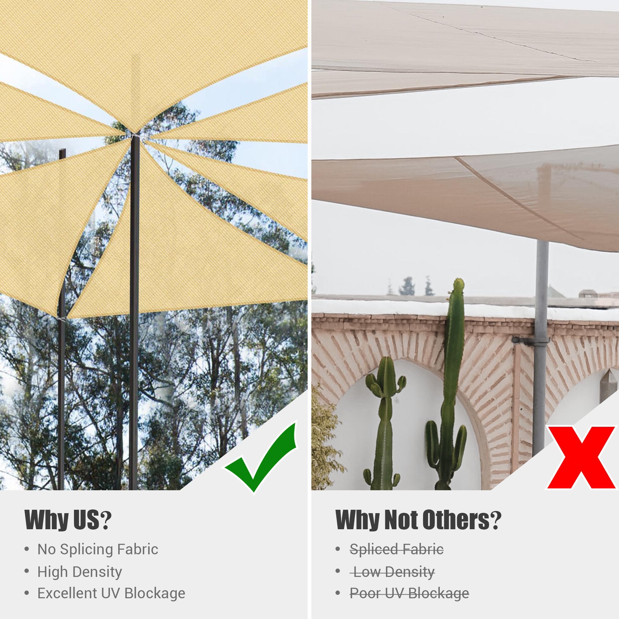 Triangle Sun Shade Sail Canopy UV Block Patio Garden Yard Pool Outdoor - Picture 38 of 89