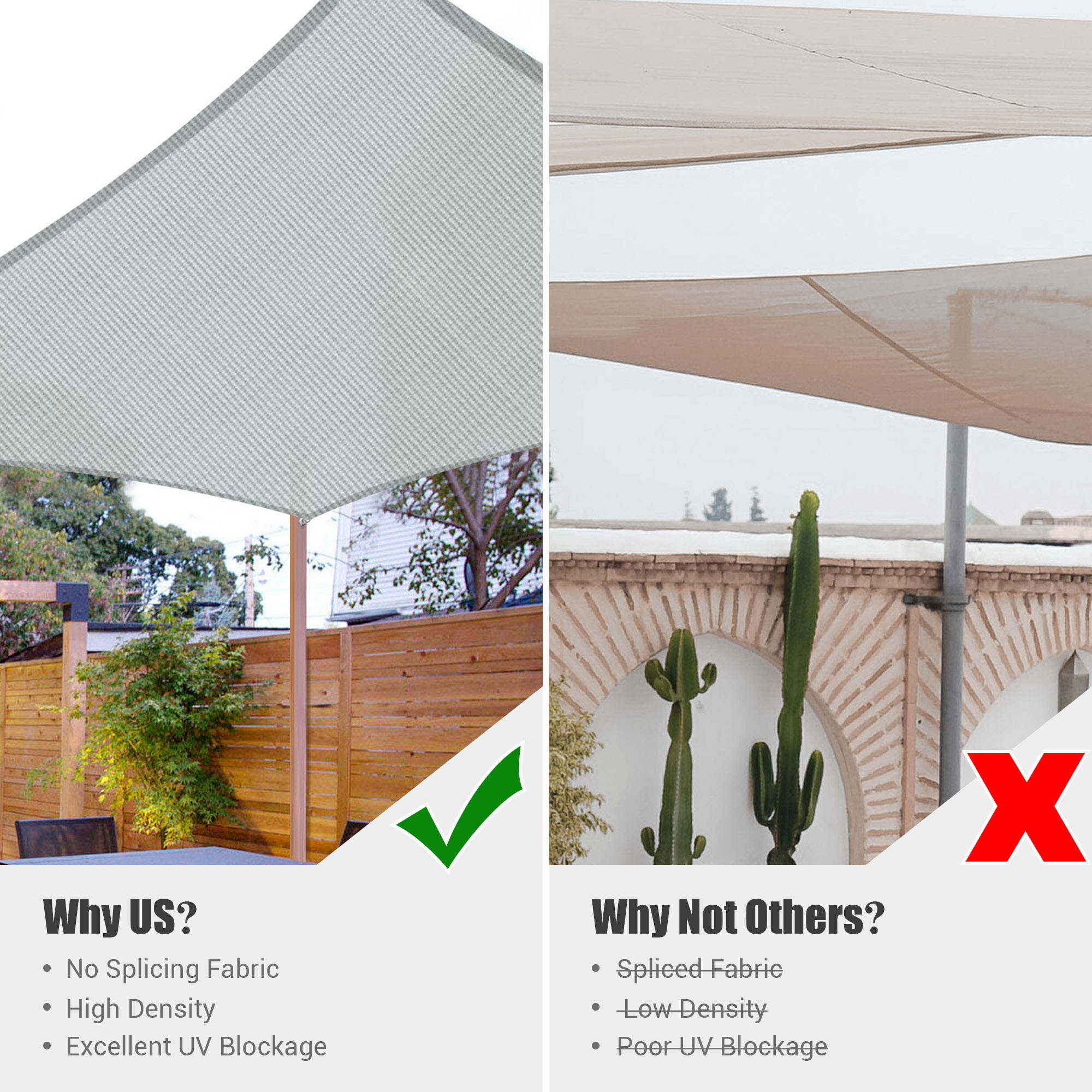 10x8Ft/13x7Ft/13x10Ft 97% UV Block Rectangle Sun Shade Sail Canopy Outdoor Pool - Picture 4 of 16