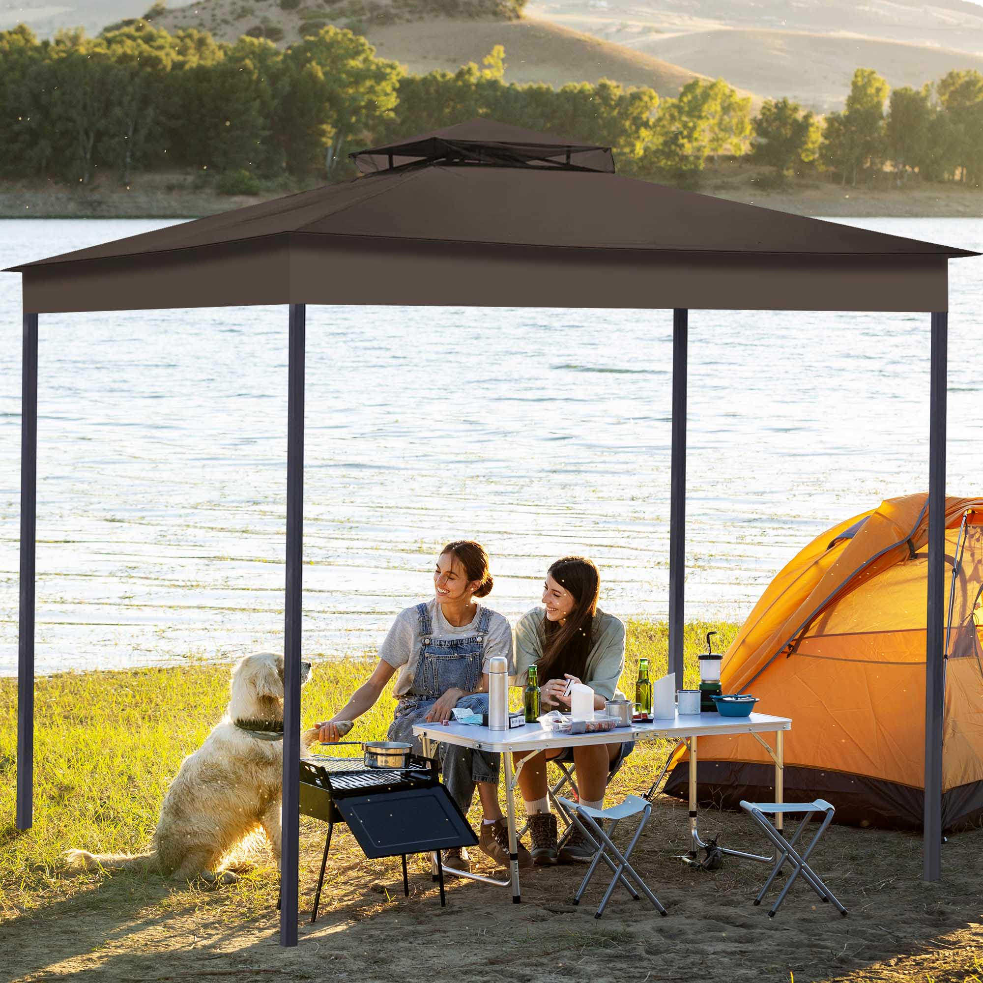 12.8x10.7 ft Canopy Top Replacement for 2-Tier Sunjoy L-GZ339PAL Gazebo Cover