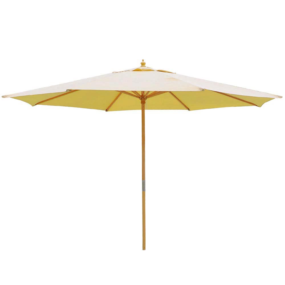 13 Ft Patio Wood Umbrella German Wooden Pole Outdoor Beach Cafe Garden