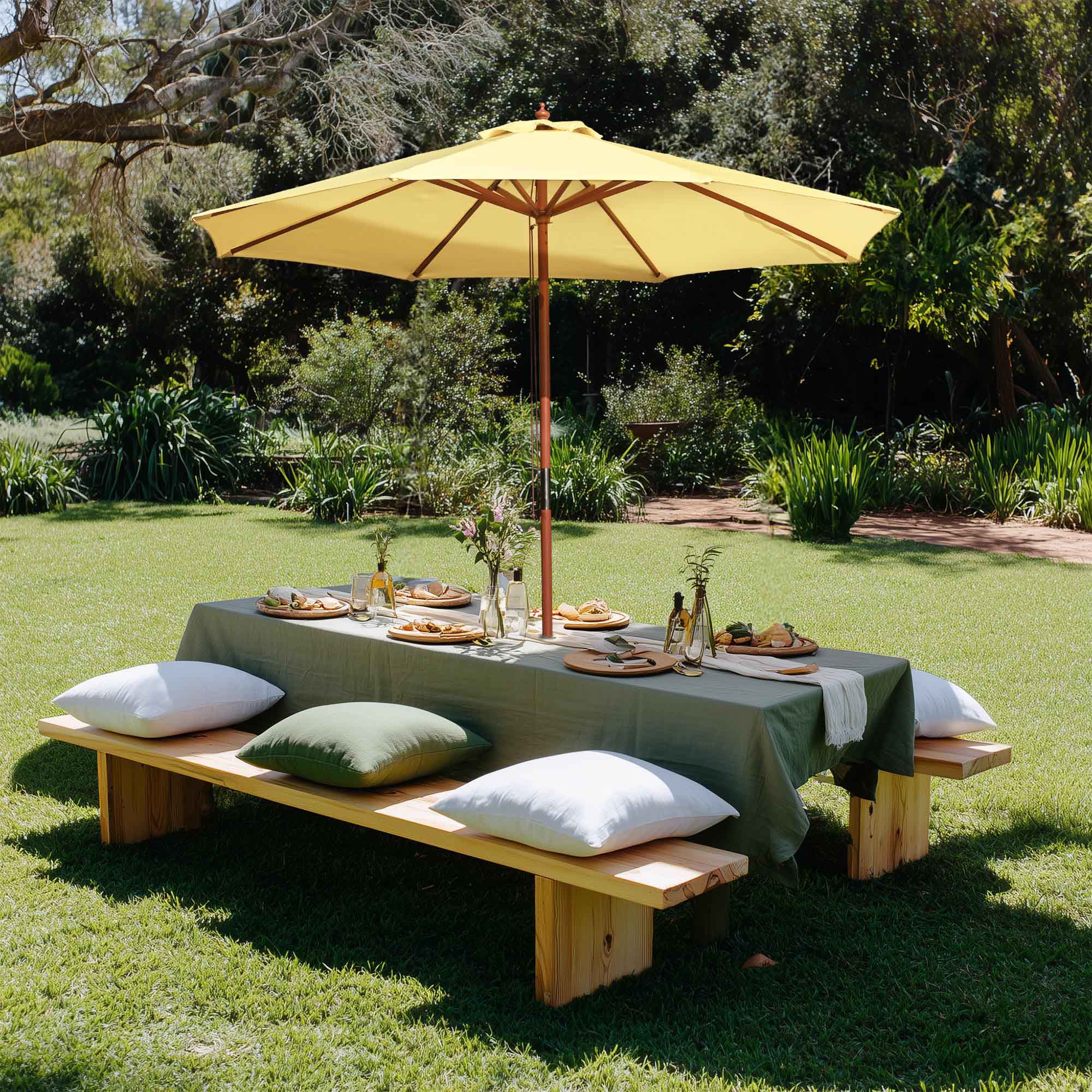 9' 13' Outdoor Patio Wood Umbrella Wooden Pole Market Beach Garden Sun Shade - Picture 44 of 67