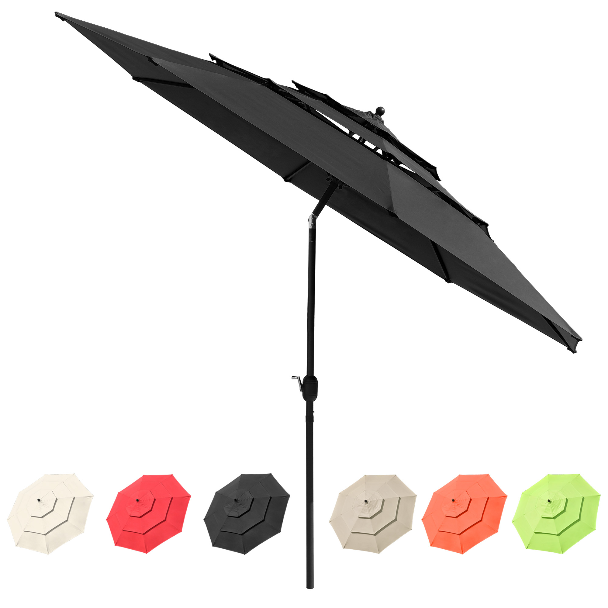 11 Ft Patio Umbrella with Protective Cover Crank Tilt Aluminum 3 Tier Color Opt - Picture 11 of 30