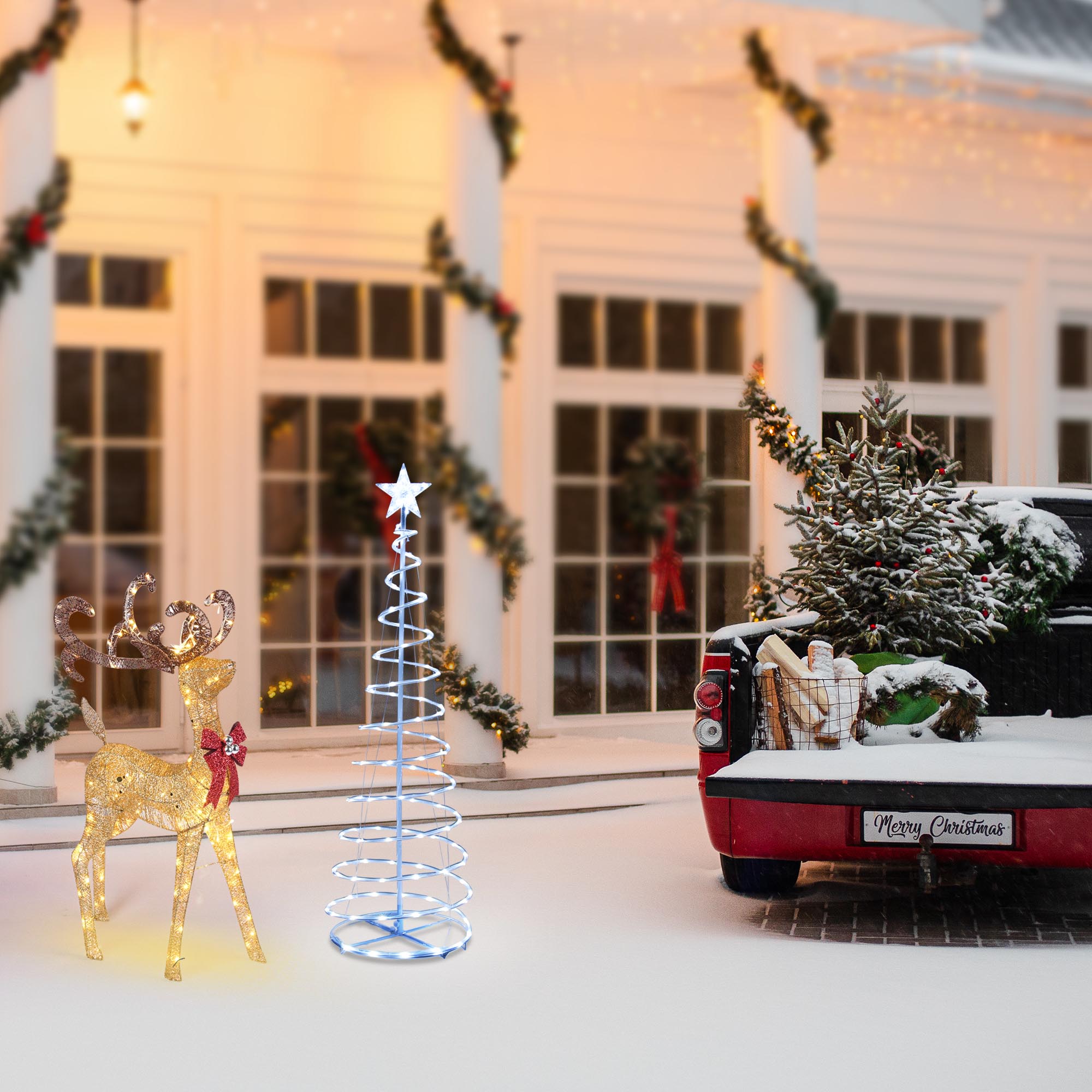 Yescom Luminoso Spirale Albero di Natale Luce Giardino Esterno Decorazione Festa - Foto 16 di 45