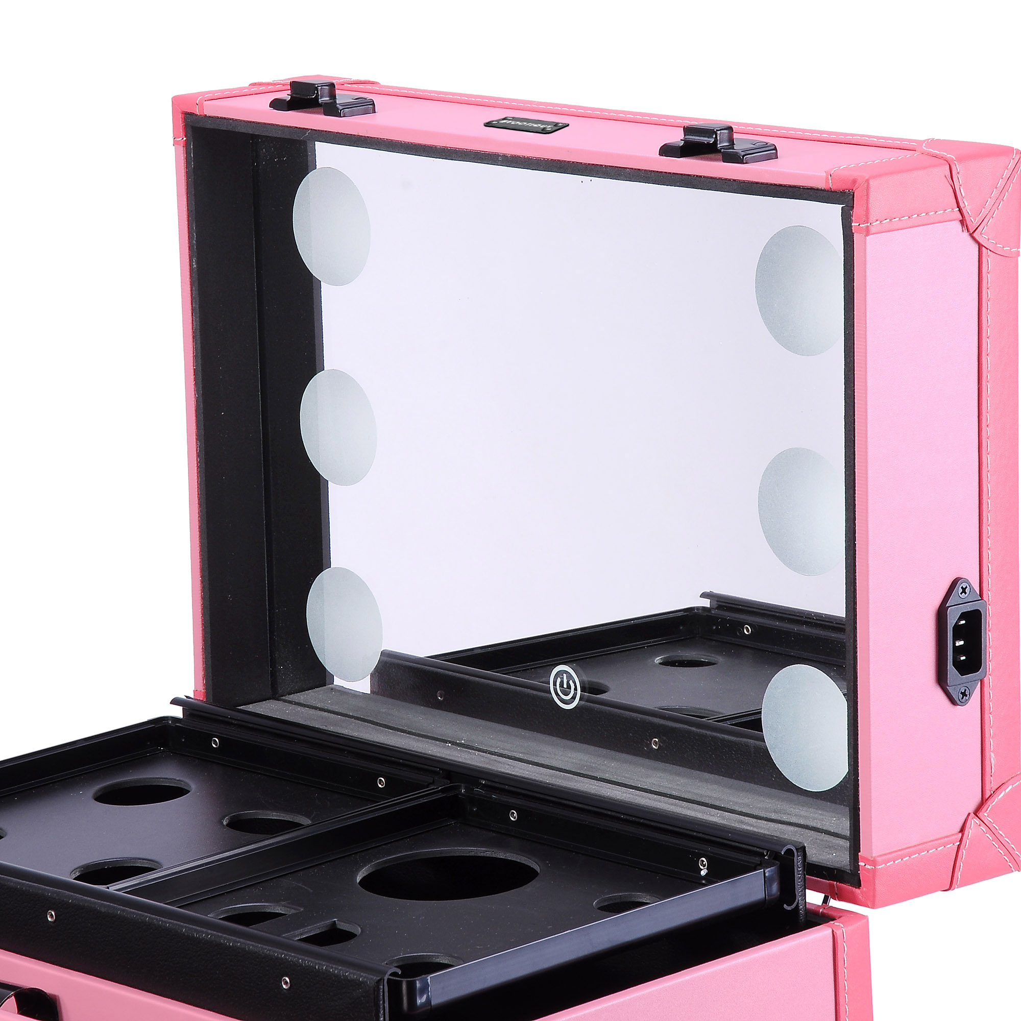 Professional Rolling Makeup Trolley Cosmetic Case Lockable Studio Light