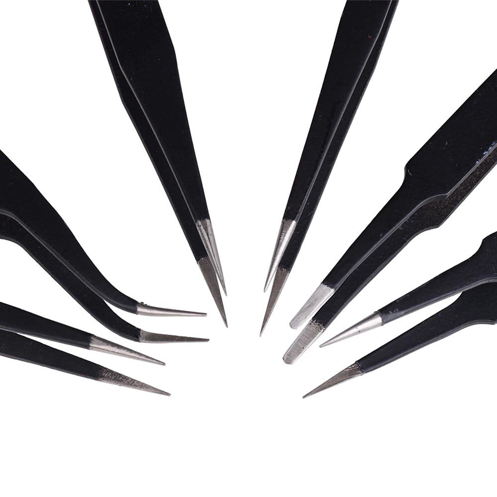 6pcs ESD Safe AntiStatic Stainless Steel Tweezer Set Maintenance