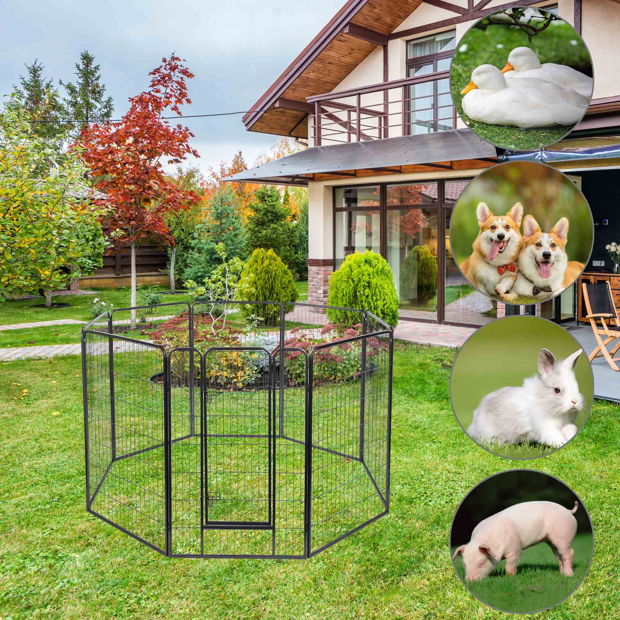 Folding Pet Playpen Dog Metal Outdoor Exercise Barrier Fence 40" 45" Tall Crate - Picture 19 of 40
