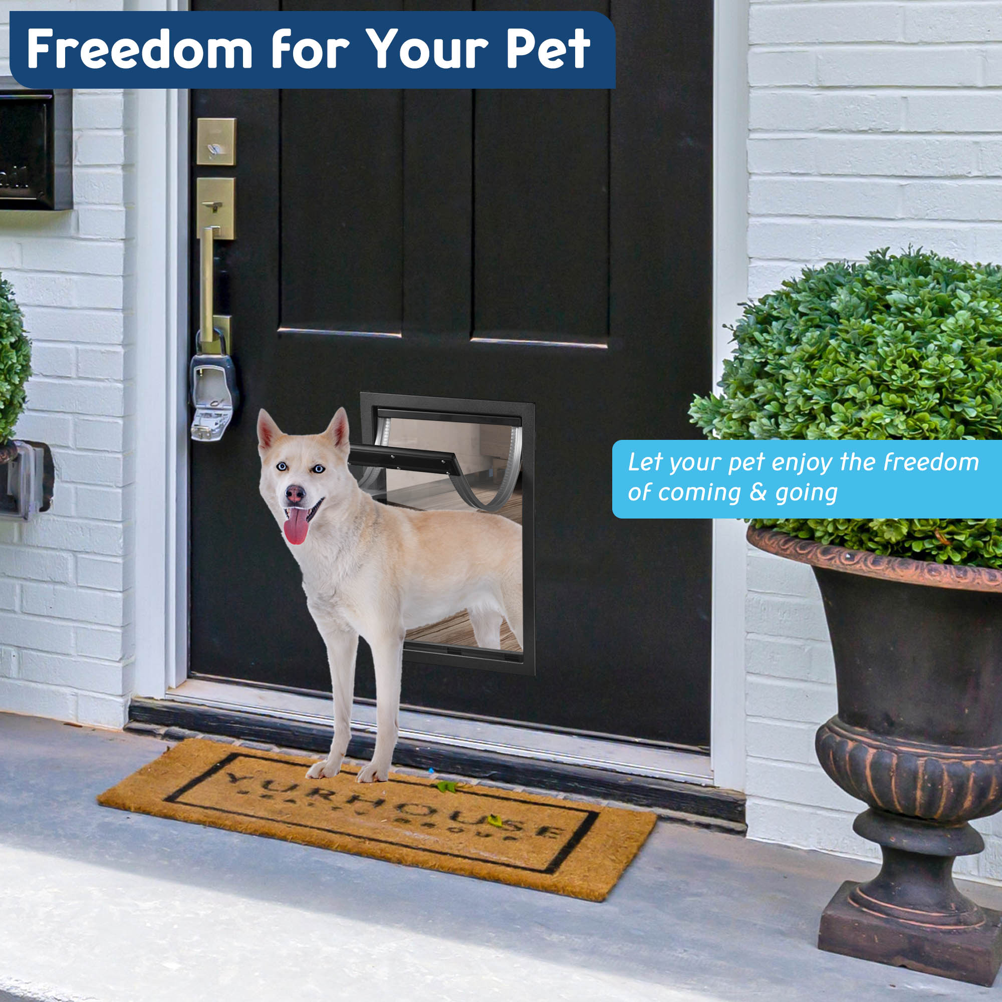 Pet Door Dog Doggie Flap Mount Secure Lockable Large Frame Exterior Cat Entry - Picture 11 of 27