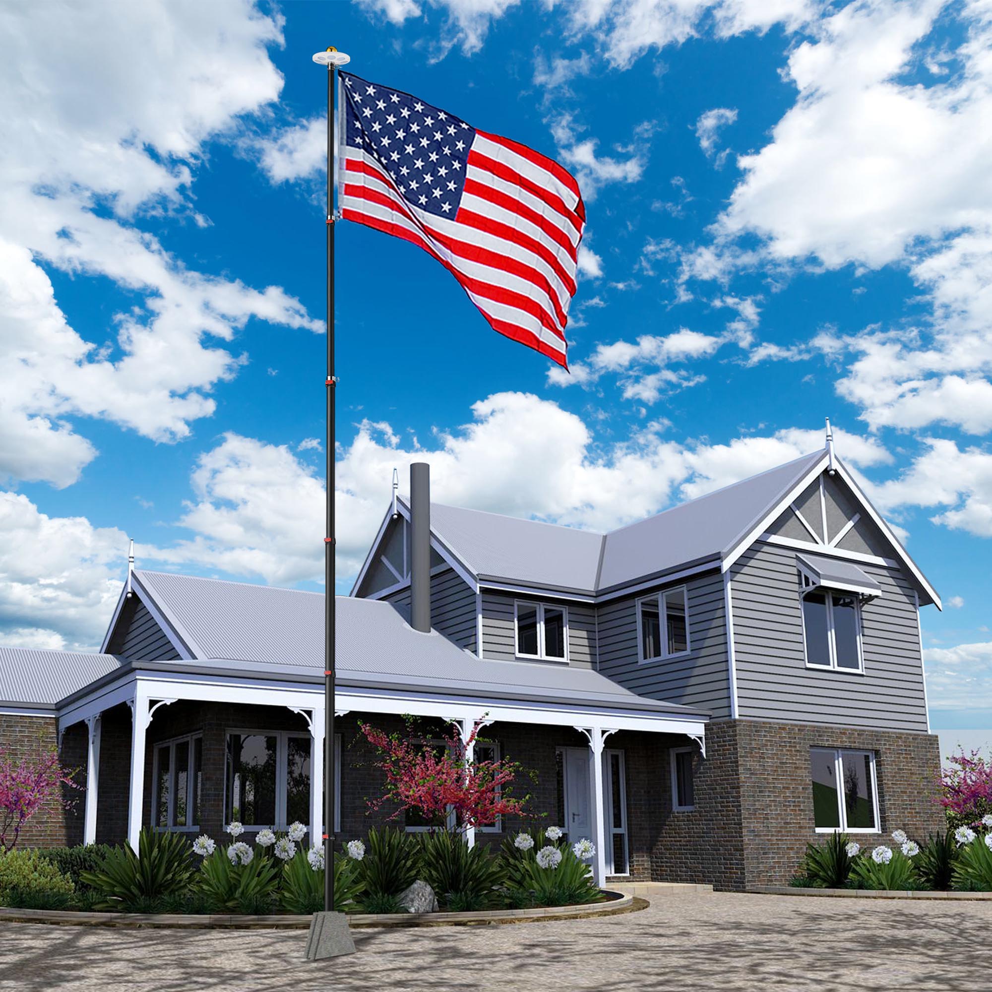 Apluschoice EZ GO Aluminum RV Flag Pole Kit with Solar Light for Camping - Picture 7 of 25