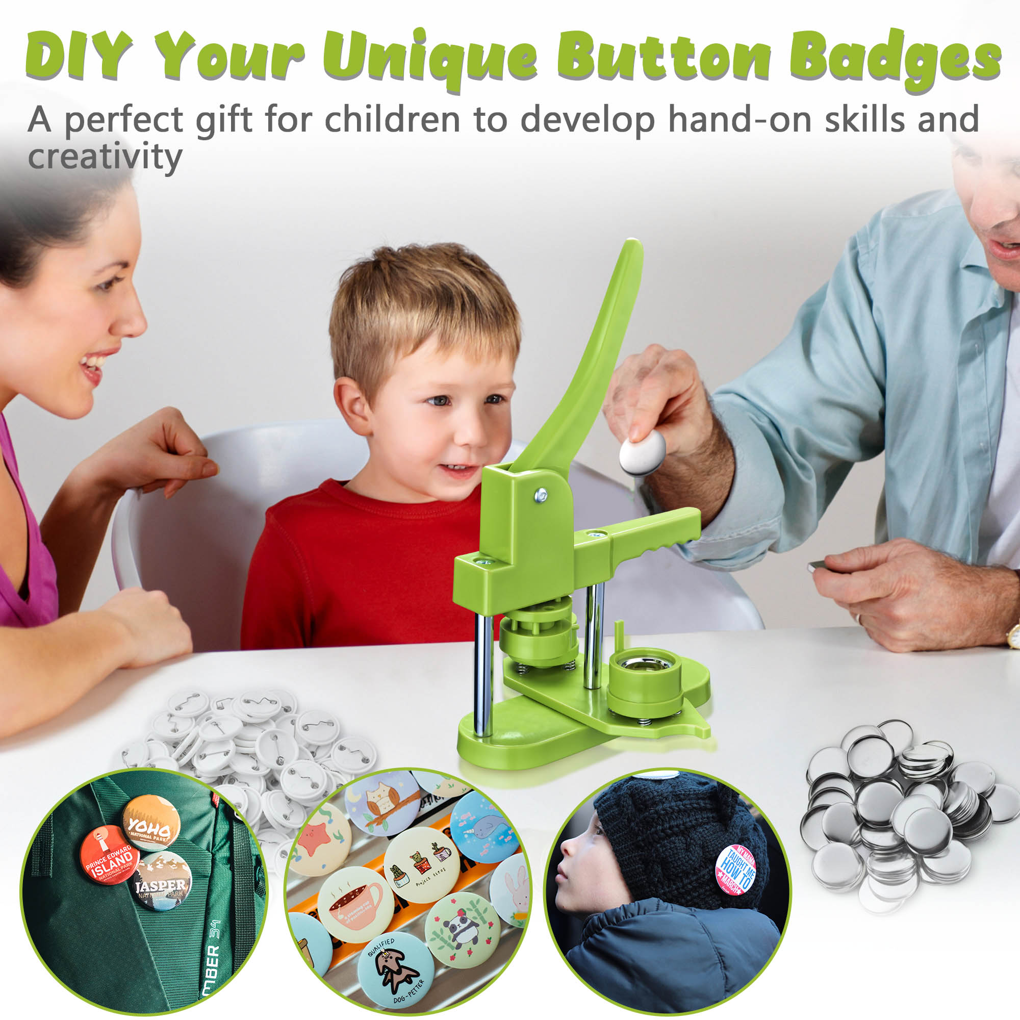 25mm/32mm/58mm Button Maker Machine Installation-Free Pin Badge Punch ...