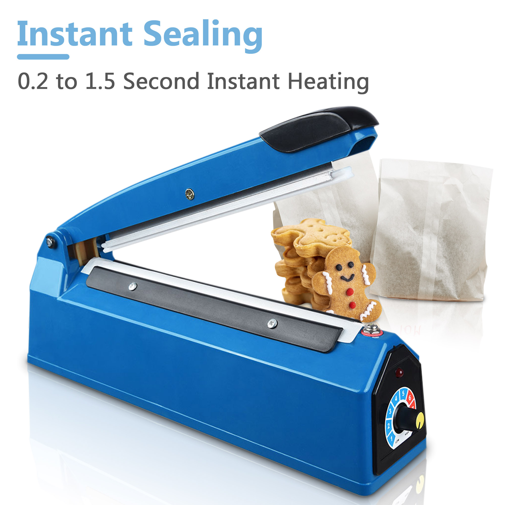 8" Hand Impulse Sealer Heat Sealing Machine Plastic Bag Sealer Poly