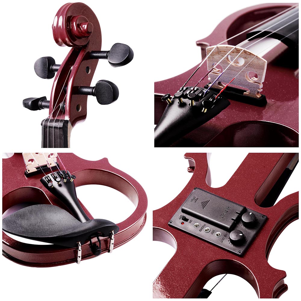 4/4 Electric Violin Full Right Handed Wood Size Silent Fiddle Headphone