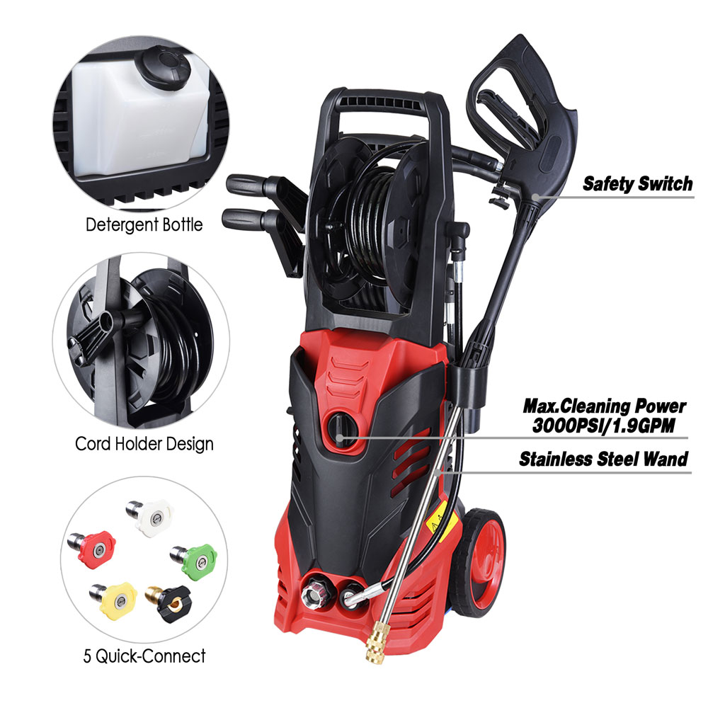 3000PSI 1.9GPM Electric Pressure Washer Water Cleaner Power Sprayer Kit