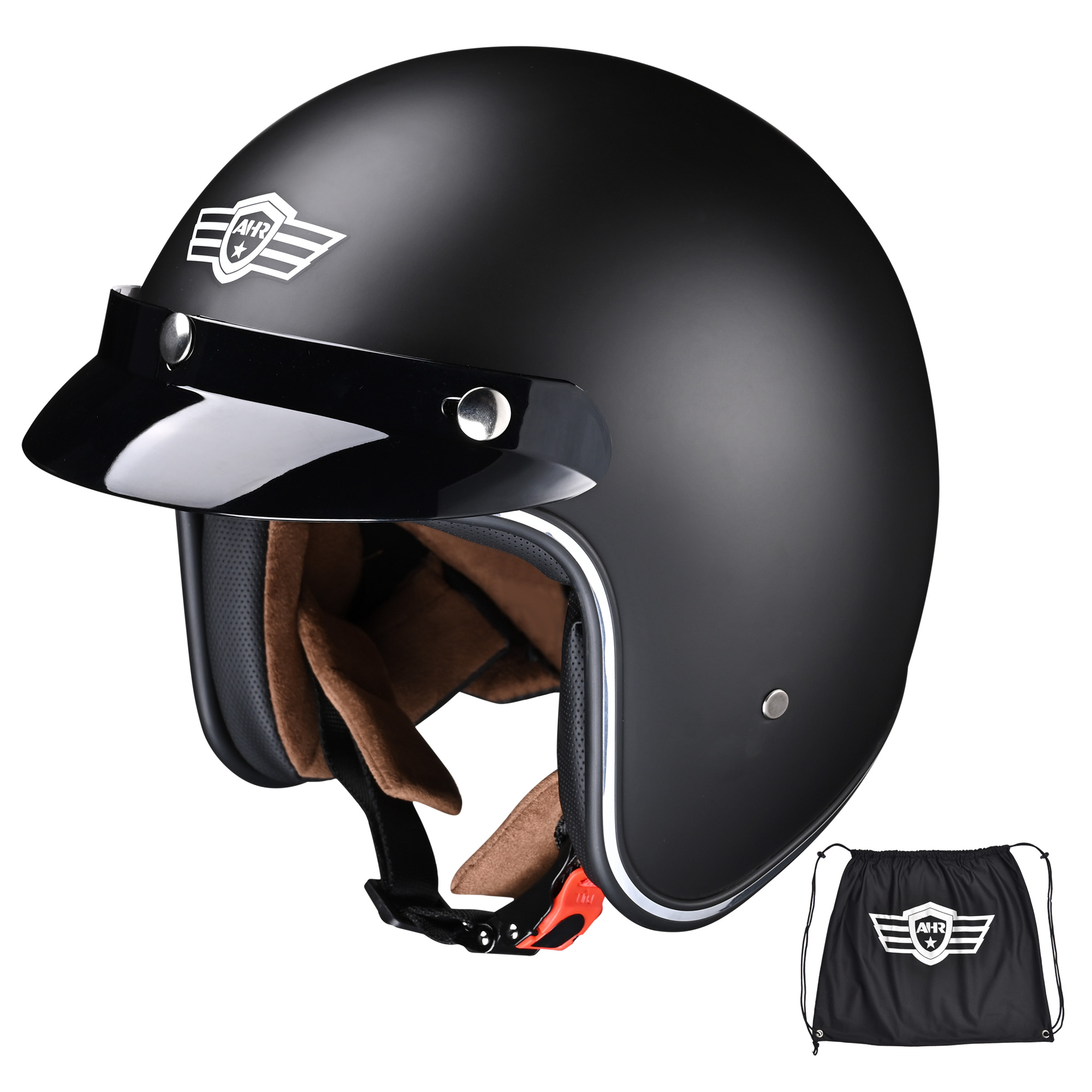 Yescom XL Vintage Retro 3/4 Open Face Motorcycle Harley Helmet w/ Visor