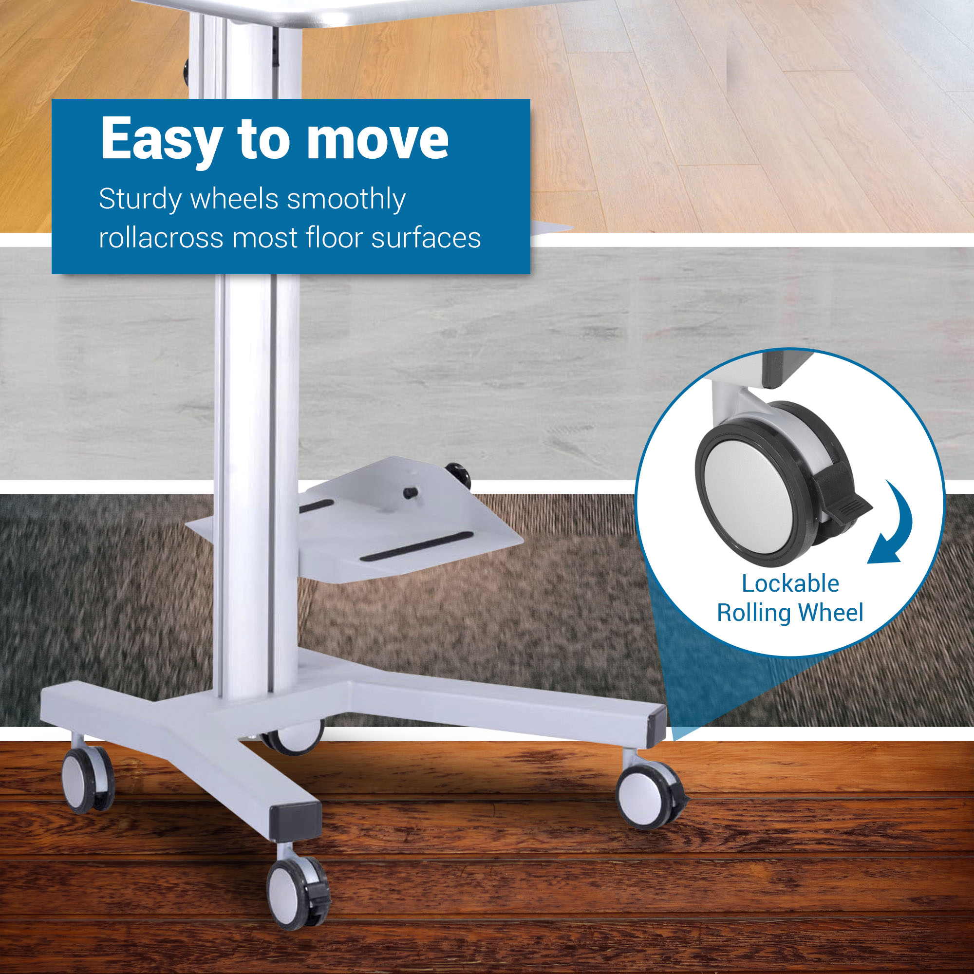 Yescom Mobile Desktop PC Cart Computer Monitor Stand Workstation Home Office