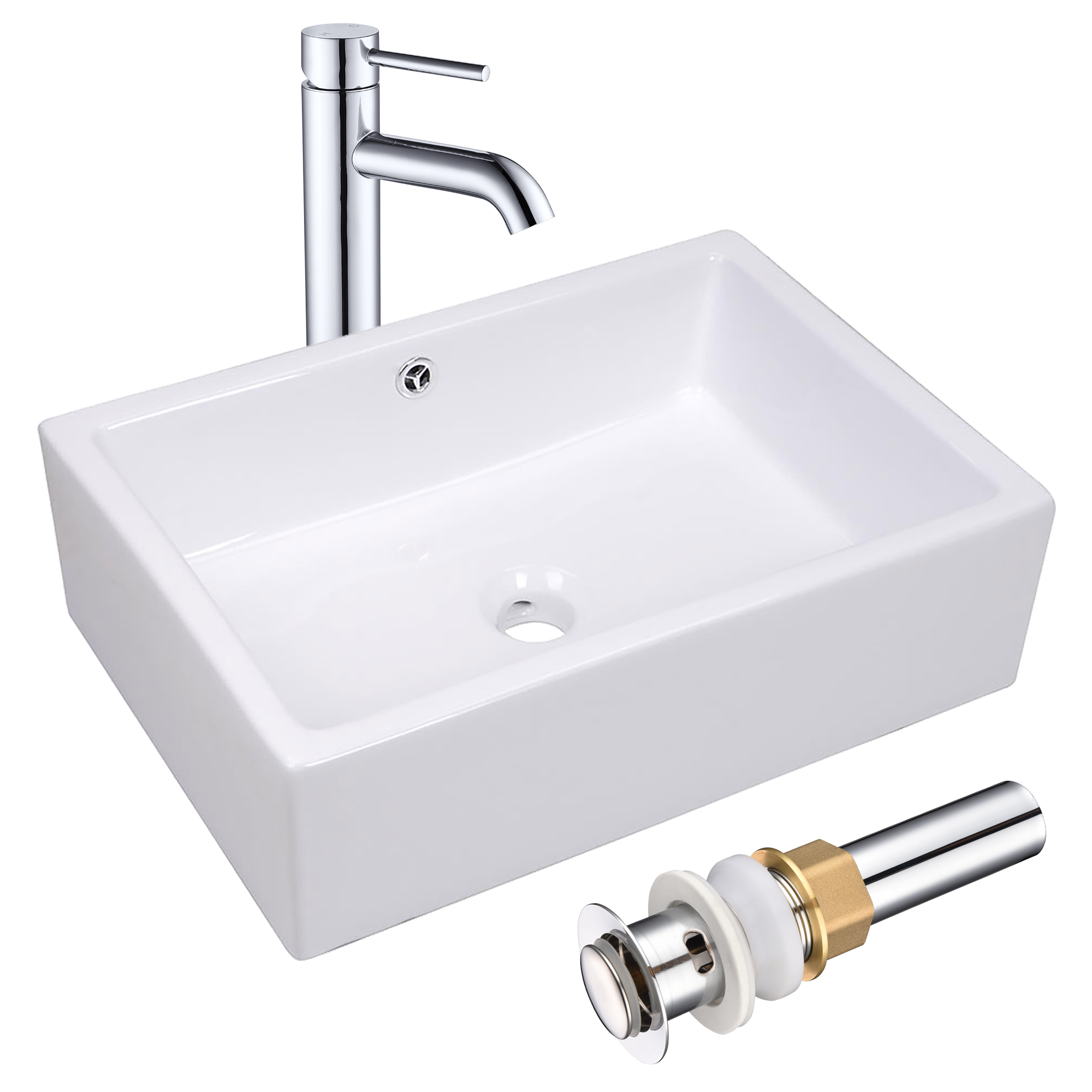 Aquaterior Bathroom Ceramic Countertop Vessel Sink Basin w/ Faucet Pop Up Drain - Picture 46 of 70