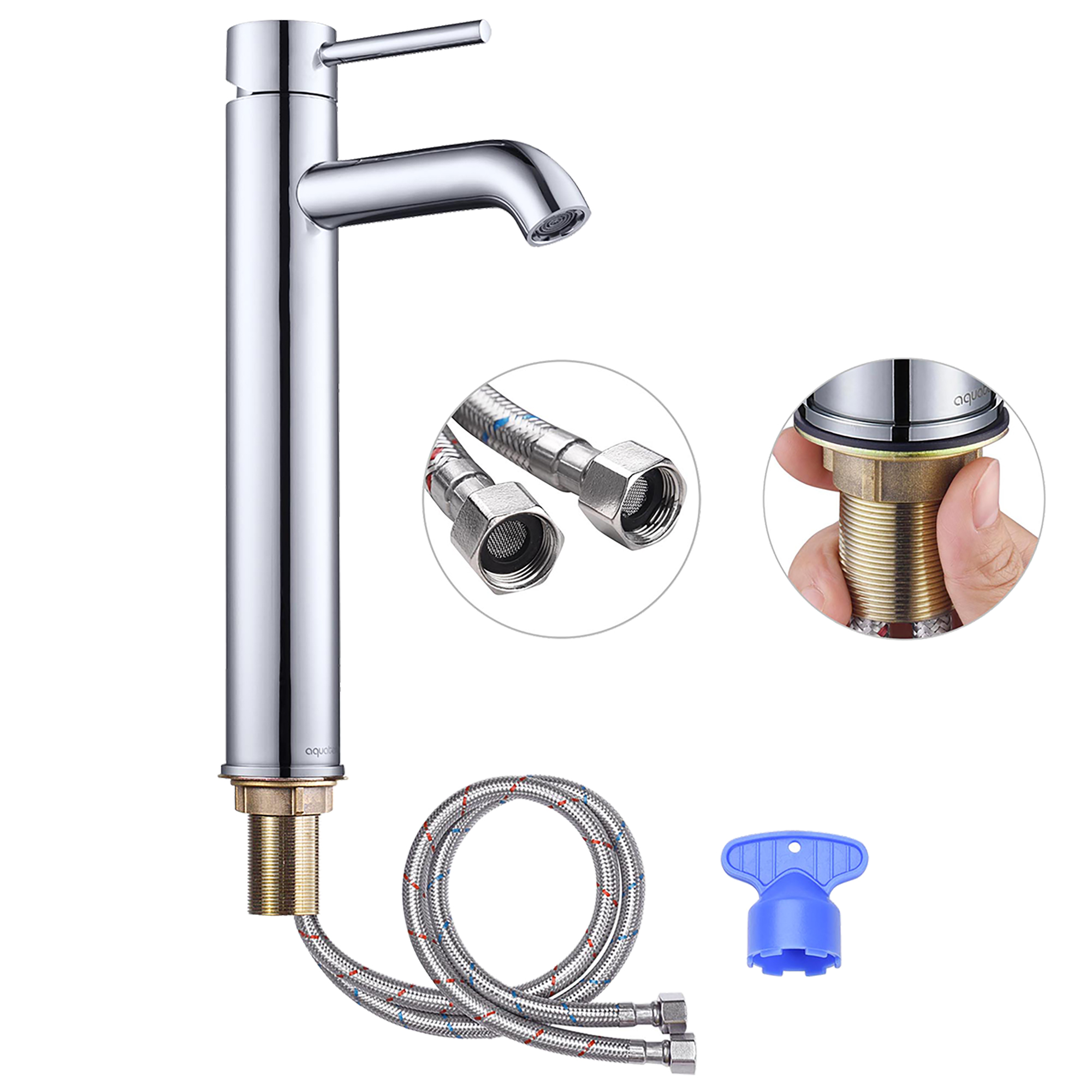 Aquaterior Bathroom Ceramic Countertop Vessel Sink Basin w/ Faucet Pop Up Drain - Picture 49 of 70