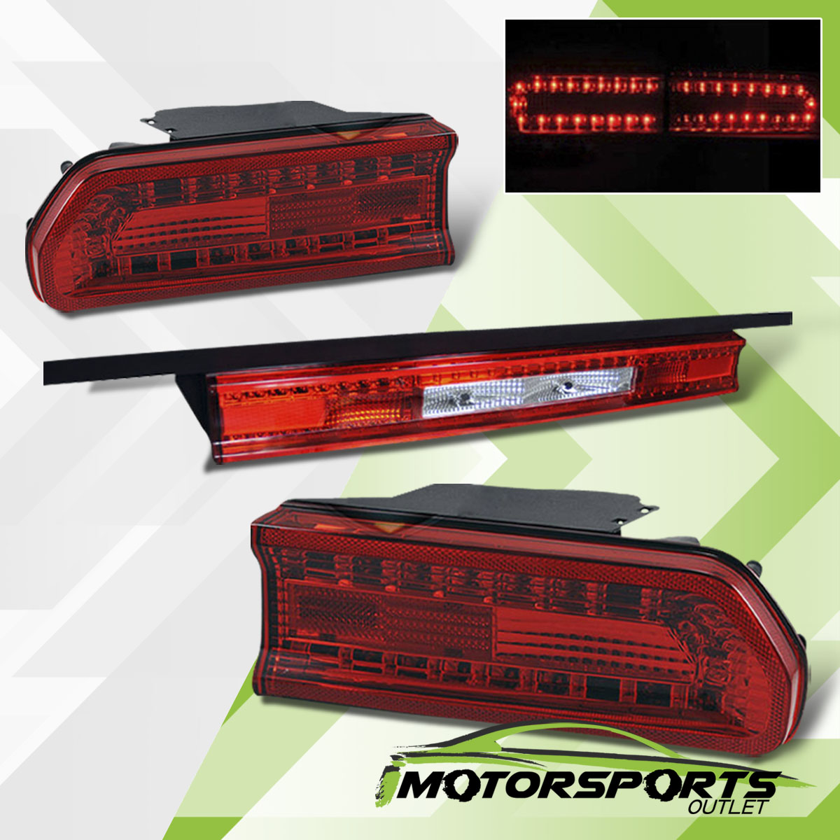2008 2013 Dodge Challenger Red Clear LED Replacement Rear Tail Lights