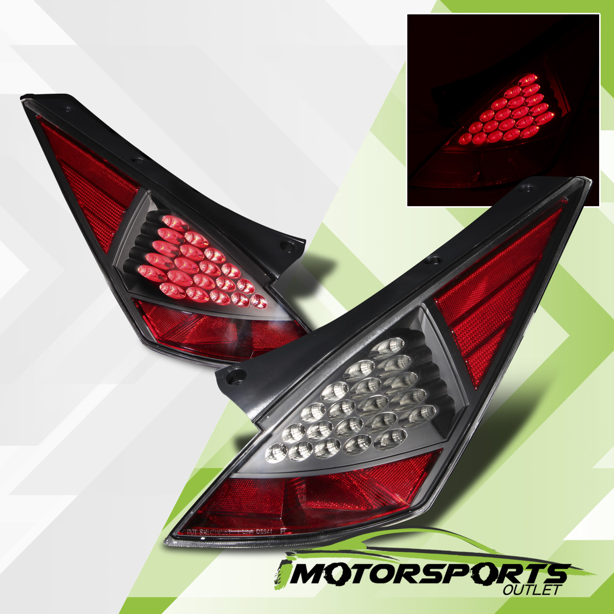 For 2003 2004 2005 Nissan 350Z JDM Black LED Brake Tail Lights Rear