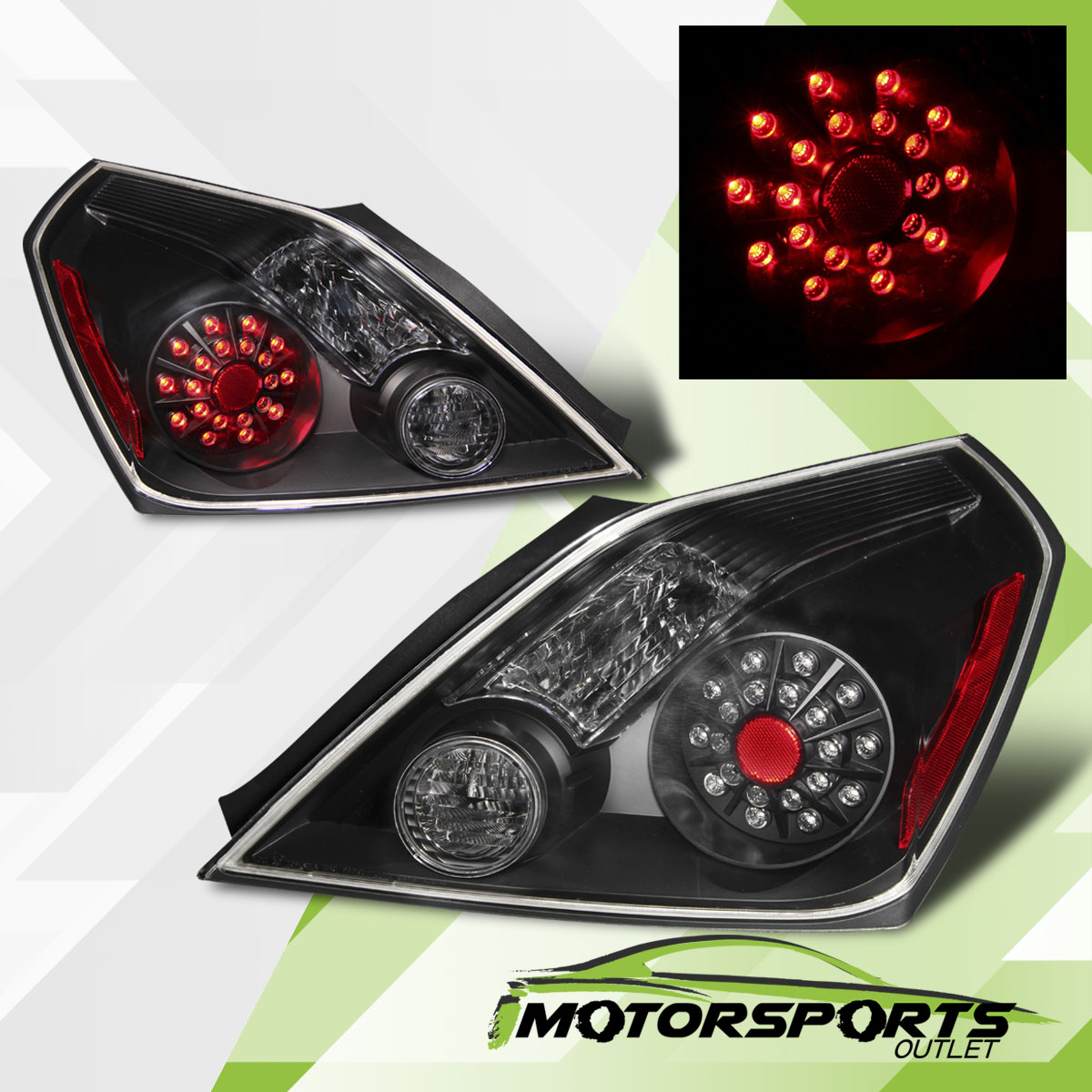 For 20082013 Nissan Altima 2Dr Coupe Black LED Rear Brake Tail Lights