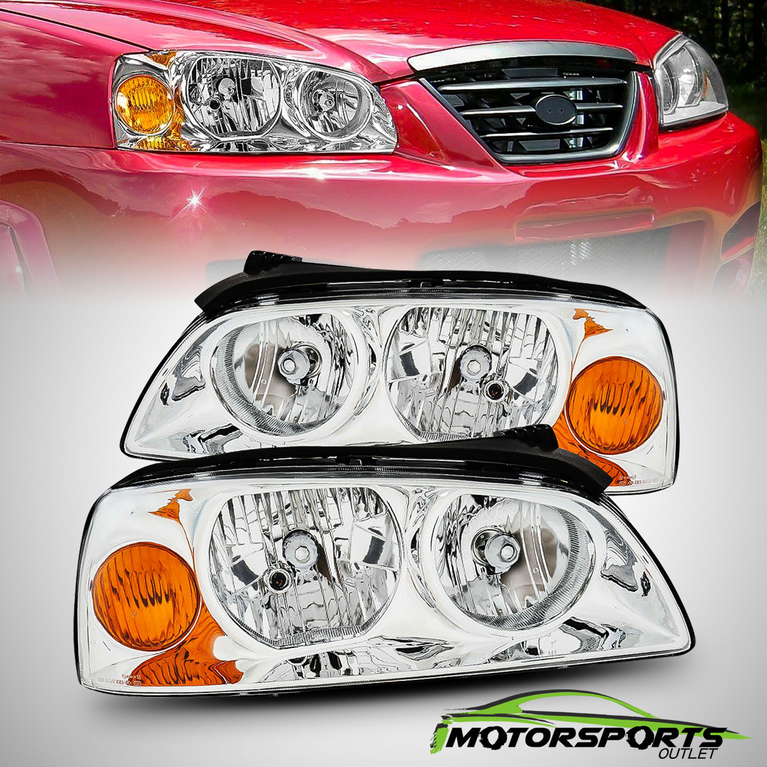 For 2004 2005 2006 Hyundai Elantra Oe Factory Style Chrome Headlights Pair Ebay