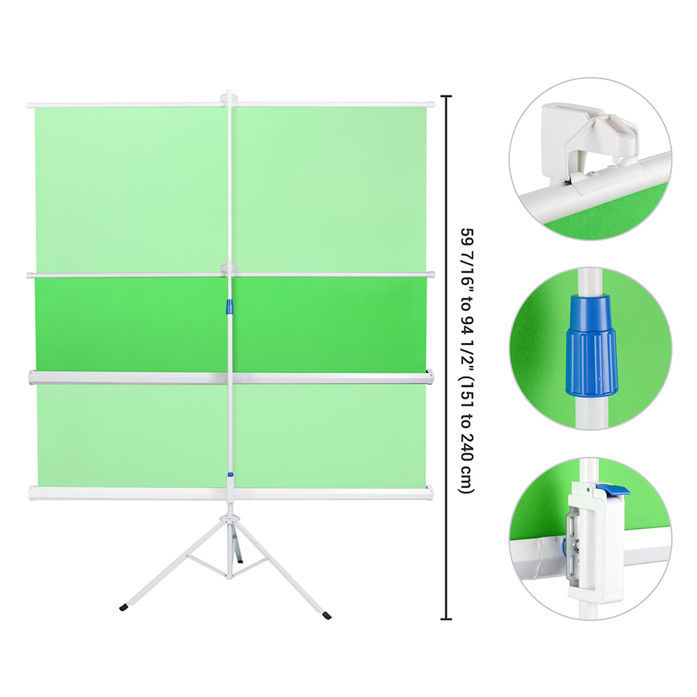 100" Portable Retractable Green Screen with Tripod Stand Background