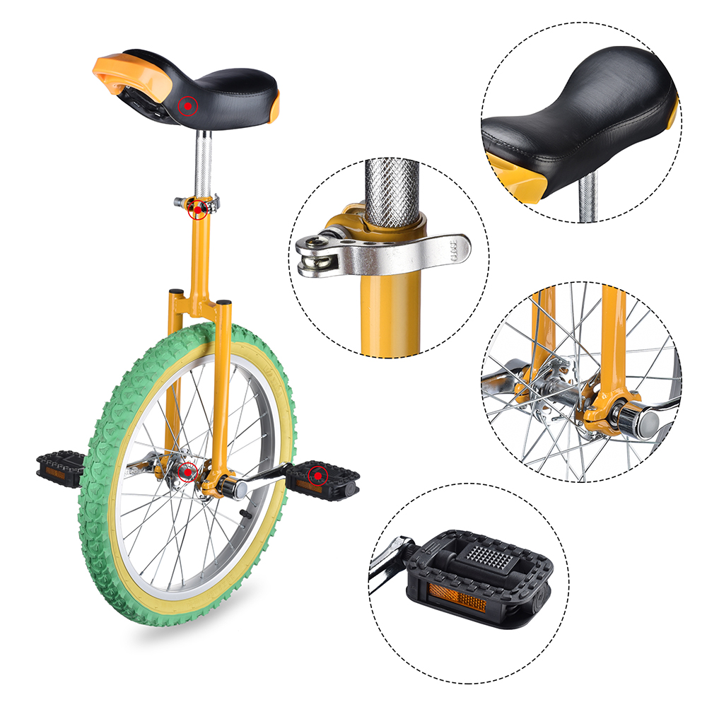 18in Unicycle Wheel Balance Uni Cycle Fun Bike Fitness Circus Cycling SILVER