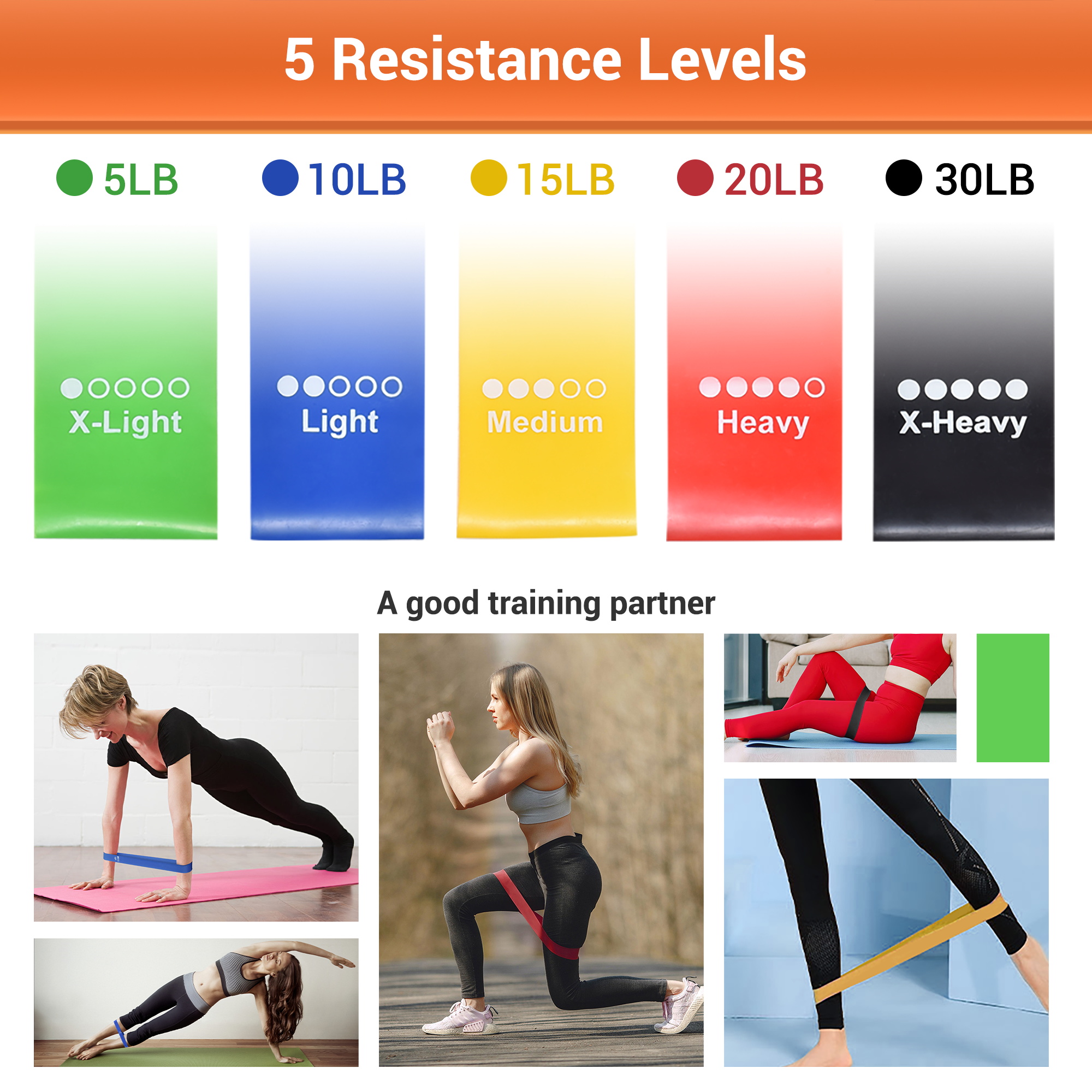 80/100/152 Pfund Widerstand Schleife Bänder Set Training Fitness Bänder Gym Heim Yoga - Bild 12 von 15