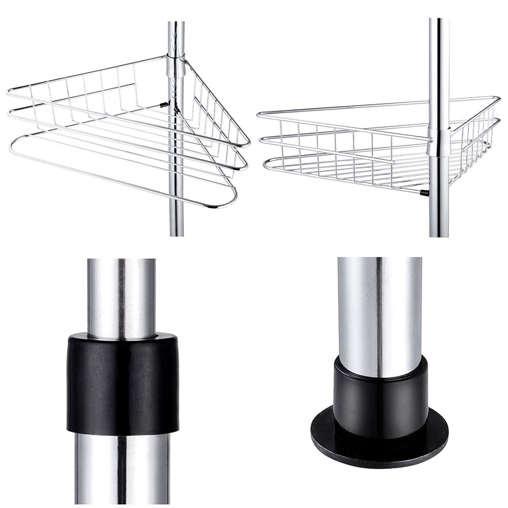4 Shelf Metal Shower Corner Tension Pole Caddy Organizer Bathroom Bath