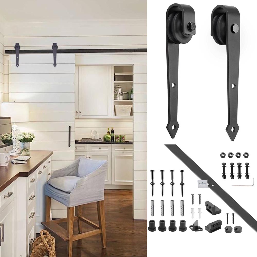 6FT 6.6FT Carbon Steel Sliding Barn Wood Door Hardware Track System