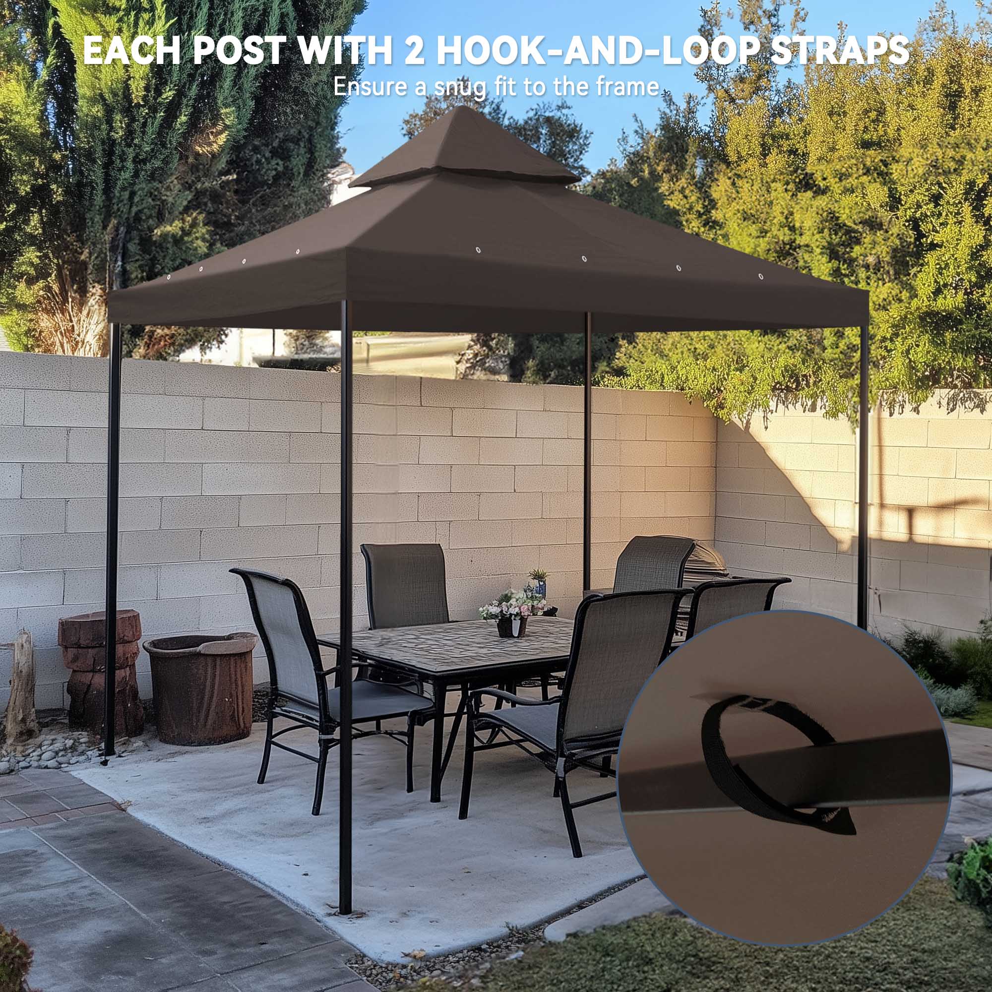 8'x8' 2 Tier Gazebo Top Canopy Replacement 200g Outdoor Backyard Patio Cover Opt - Picture 11 of 36