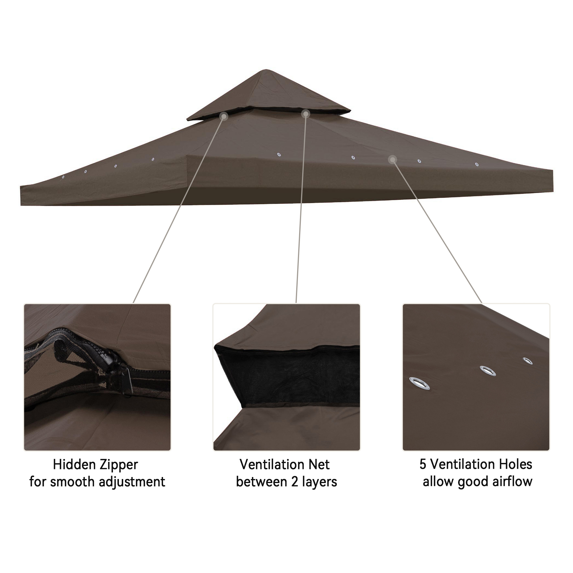 8'x8' 2 Tier Gazebo Top Canopy Replacement 200g Outdoor Backyard Patio Cover Opt - Picture 9 of 36