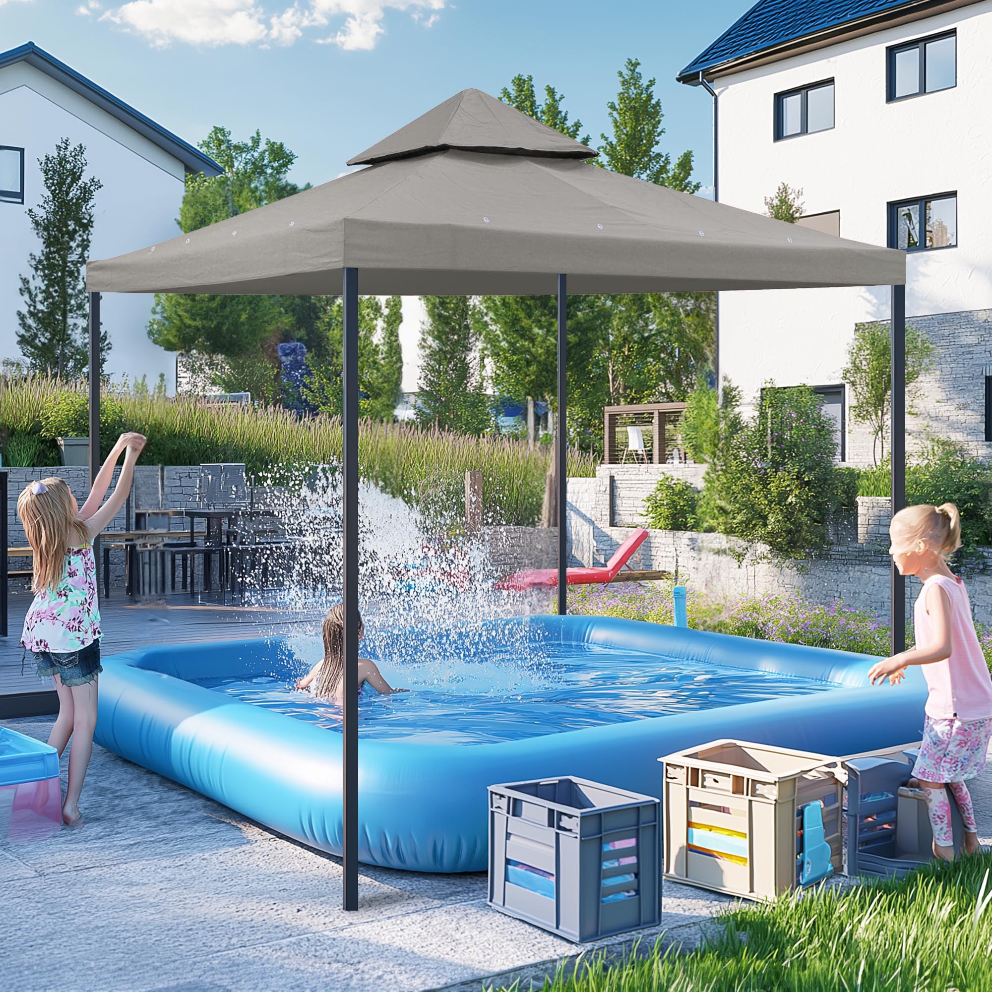 8'x8' 2 Tier Gazebo Top Canopy Replacement 200g Outdoor Backyard Patio Cover Opt - Picture 18 of 36