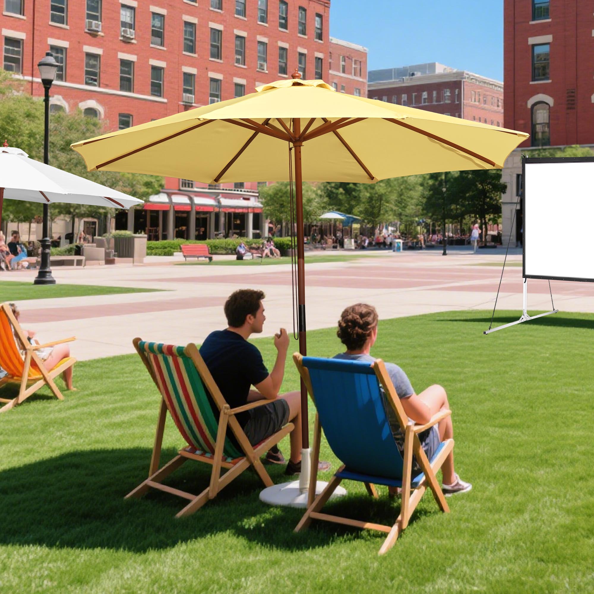 9' 13' Outdoor Patio Wood Umbrella Wooden Pole Market Beach Garden Sun Shade - Picture 45 of 67