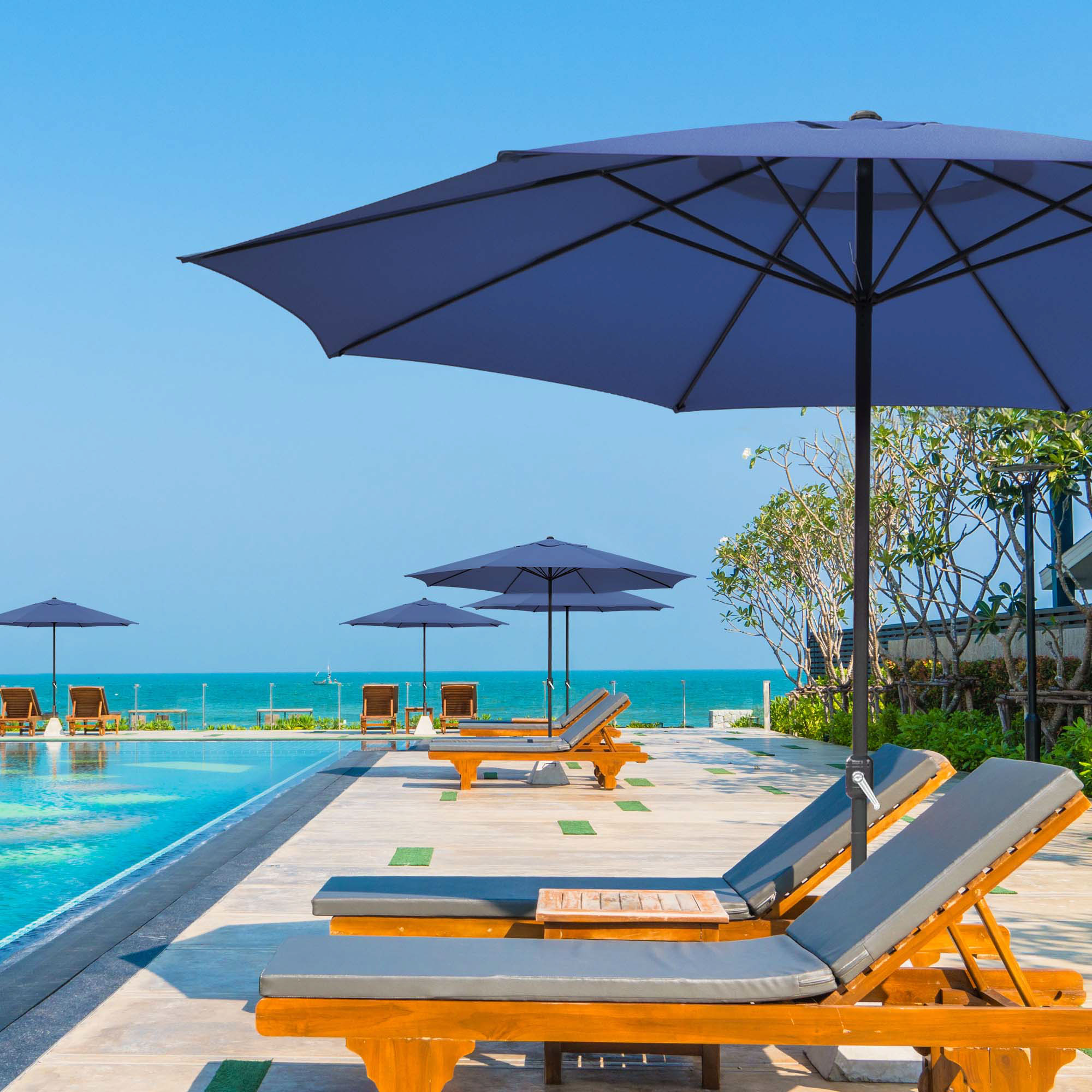 13' FT Sun Shade Patio Aluminum Umbrella UV30+ Outdoor Market Garden Beach Deck - Picture 22 of 35