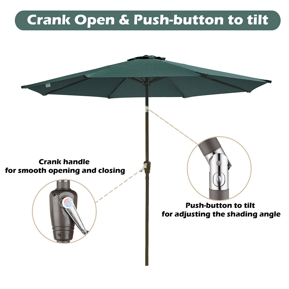 Upgraded 9' 10' UV50+ Olefin Tilt Patio Umbrella Yard Garden Parasol Market Deck - Picture 13 of 19