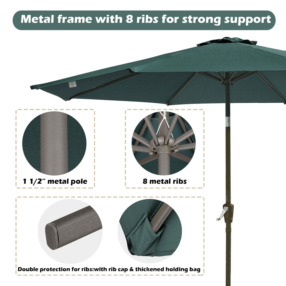 Upgraded 9' 10' UV50+ Olefin Tilt Patio Umbrella Yard Garden Parasol Market Deck - Picture 14 of 19