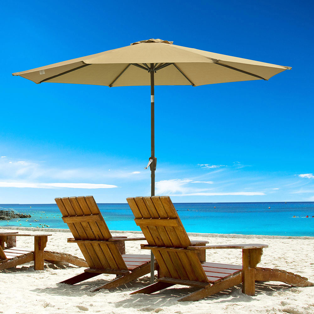 Upgraded 9' 10' UV50+ Olefin Tilt Patio Umbrella Yard Garden Parasol Market Deck - Picture 6 of 19