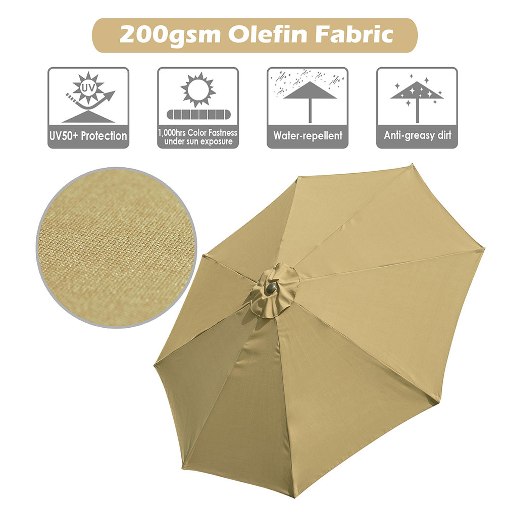 Upgraded 9' 10' UV50+ Olefin Tilt Patio Umbrella Yard Garden Parasol Market Deck - Picture 9 of 19