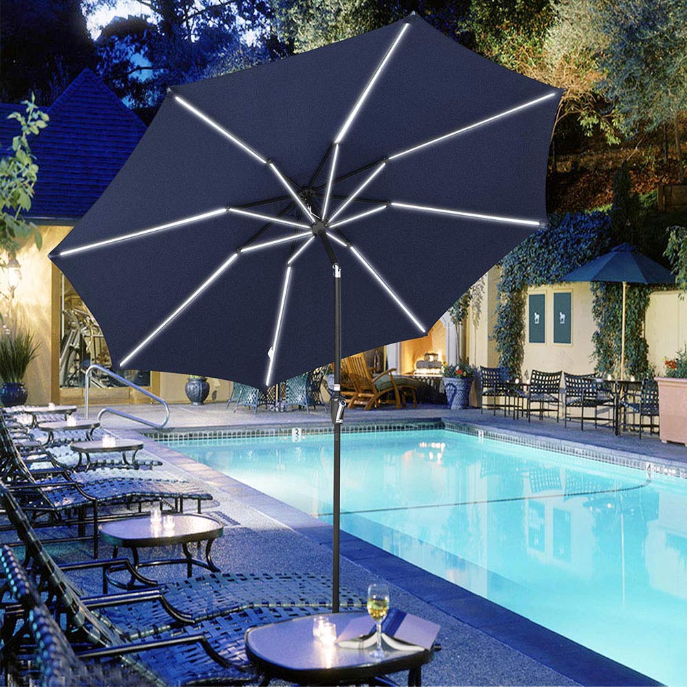 12 foot patio umbrella with solar lights Kozyard 15 FT Rectangular Double-Sided Patio Umbrella with Solar Light –  Kozyard LLC main image 0