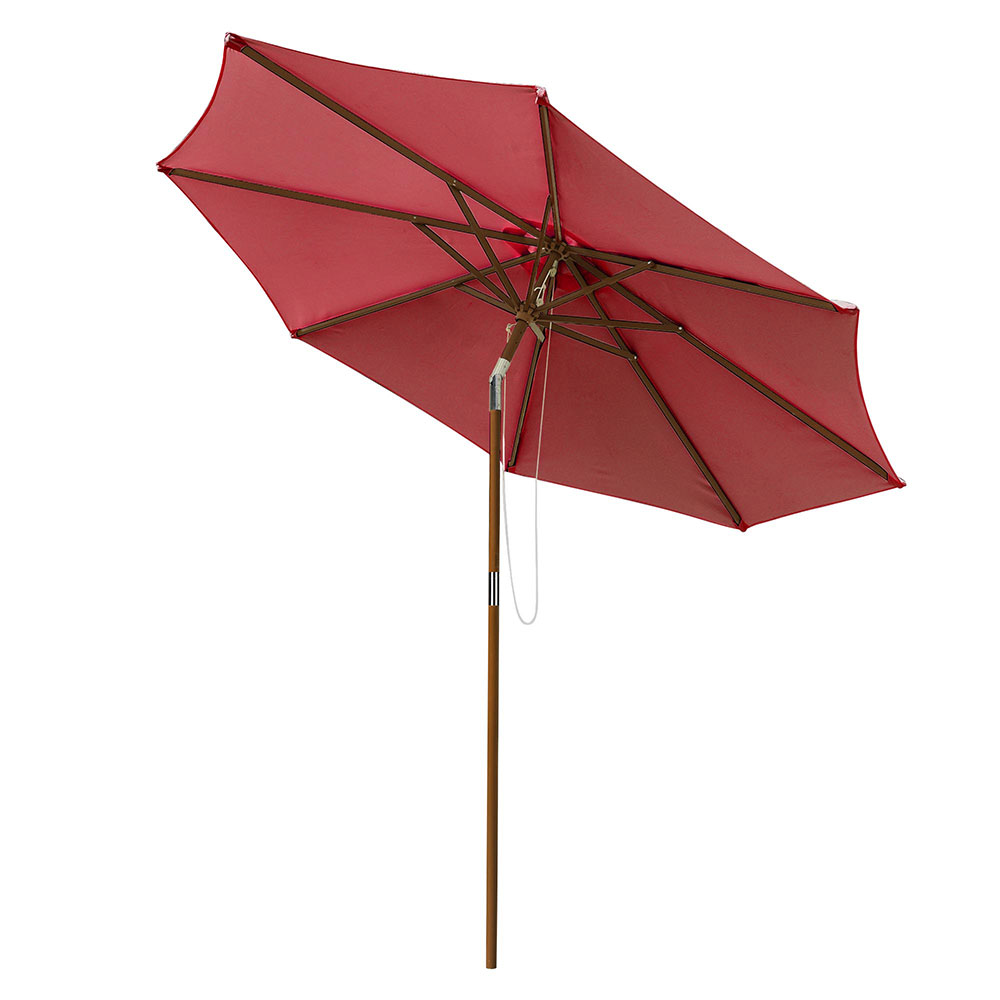 9ft Wooden Patio Umbrella 8 Ribs Garden Beach Pool Resort Tilt Parasol Sunshade - Picture 31 of 34