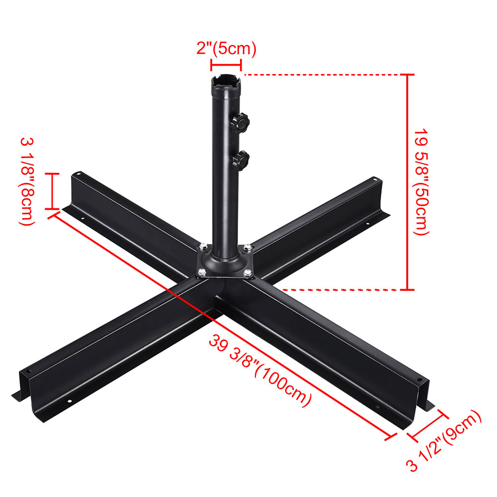 Patio Umbrella Metal Cross Base Stand Frame Supporting Outdoor Offset